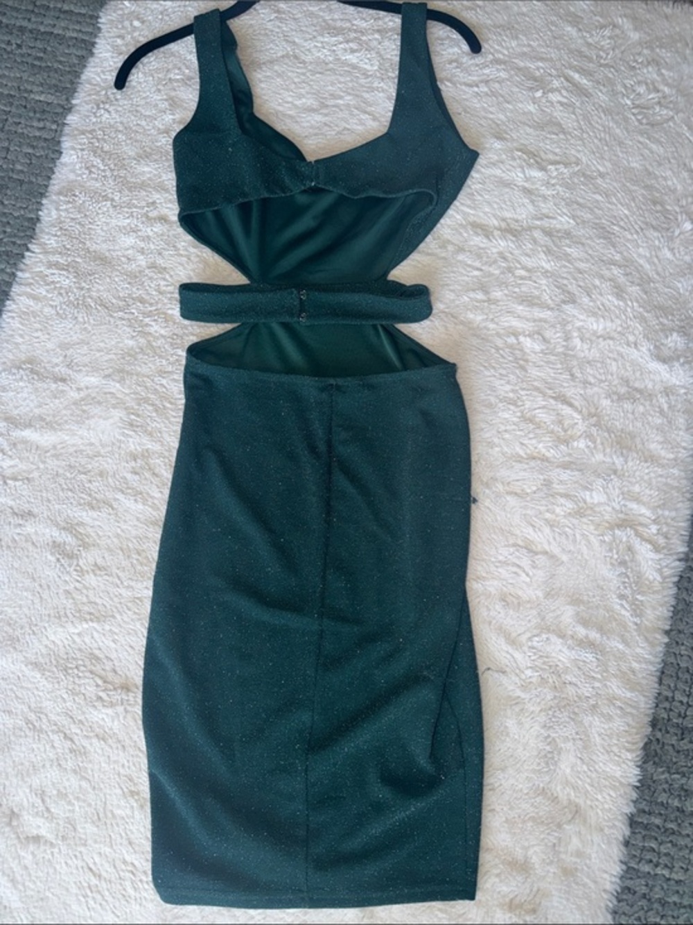 Windsor Sparkle Cutout Midi Dress in Dark Green